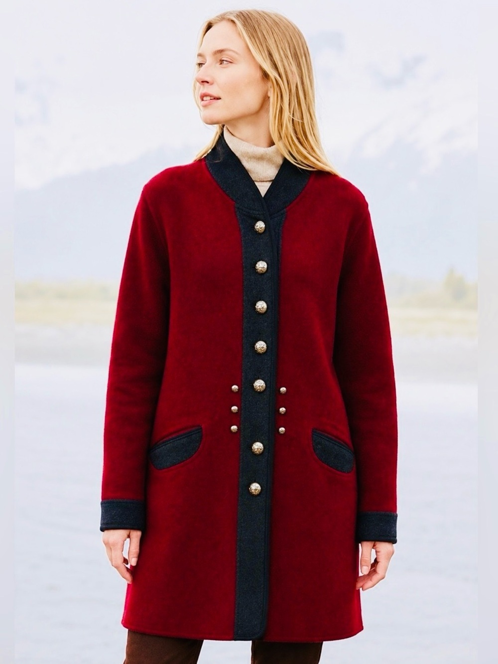 Geiger Austria Boiled Wool Coat EU 34 Red Alpine Loden Jacket